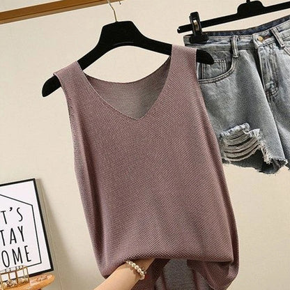 Elora | Sleeveless Knitted Blouse Shirt