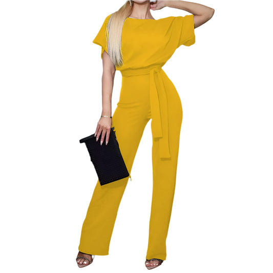 Alejandra | Short Sleeve Lace Up Jumpsuit
