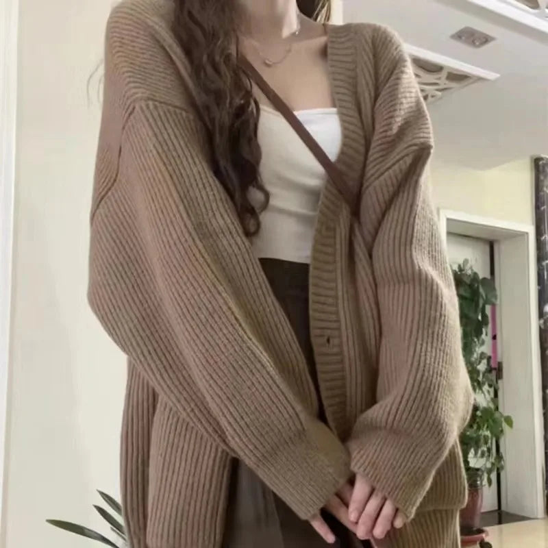 Sara | Long Sleeve V-neck Loose Knitted Jackets