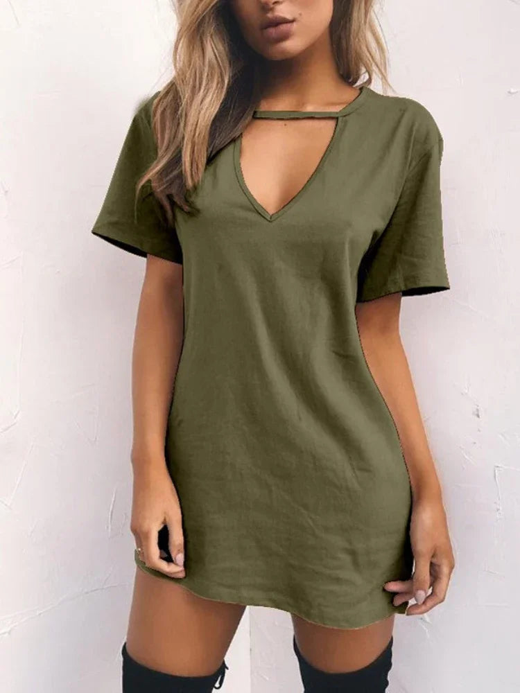 Ariyah | Sexy Wrap Deep V Neck Cut Out Loose Dress