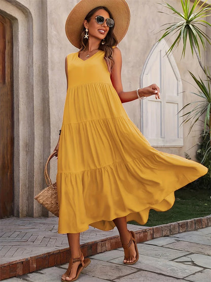 Milani | Beach Long V-neck Loose Dress