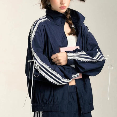 Elsie | Lace Patchwork Striped Jacket