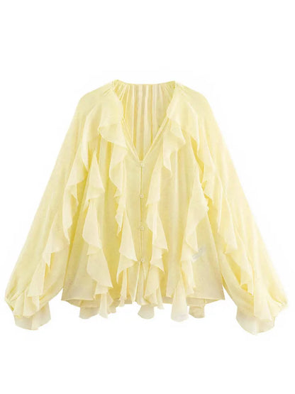 Briella | Loose Long Sleeve Layered Ruffles Blouses