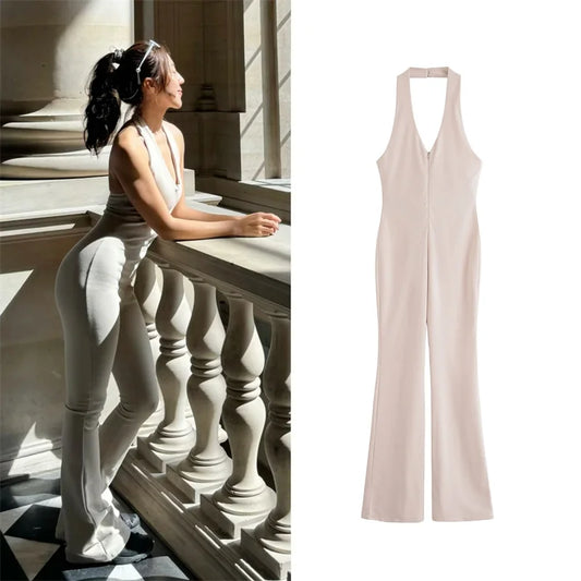Capri | halterneck style slim flared jumpsuit