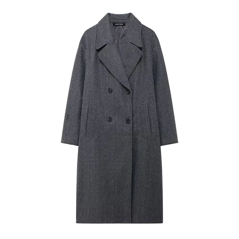 Ariella | Winter Coat Lapel Double Breasted Long Cardigan
