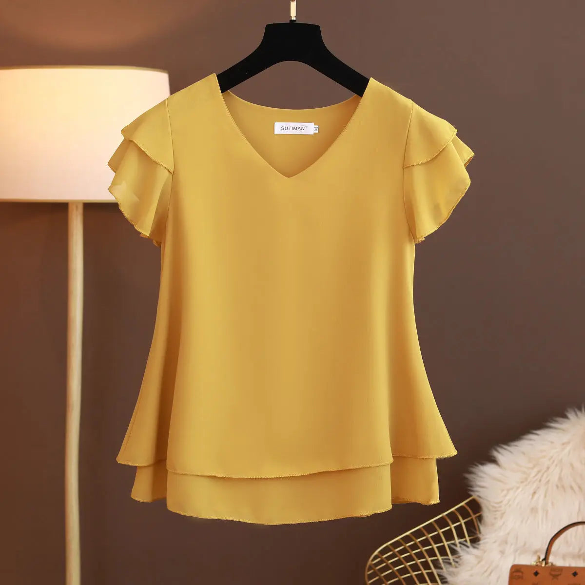 Anne | V-Neck Chiffon Shirt - TrendHavenCo