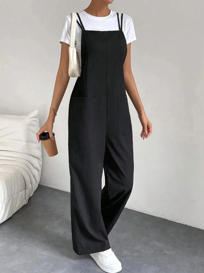 Oaklee | Long Wide Leg Overalls Jumpsuit
