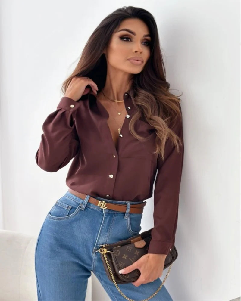 Elodie | Elegant Solid Chiffon Blouse