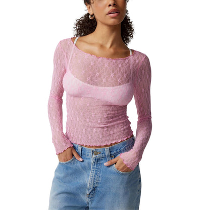 Elyna | Lace Pullover Retro Long Sleeve - TrendHavenCo