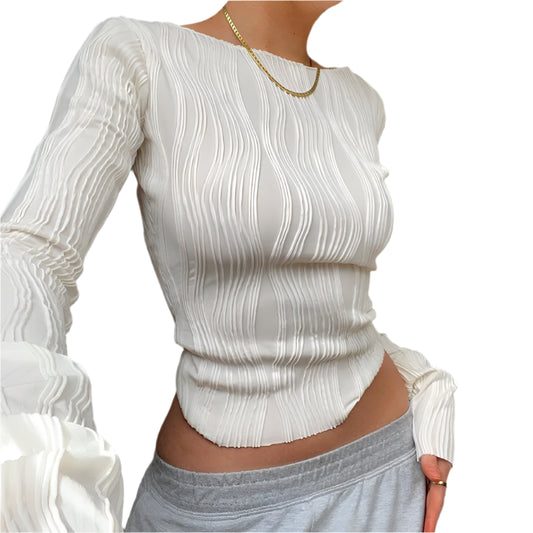 Amanda | Ruched Long Sleeve T-shirt Blouse