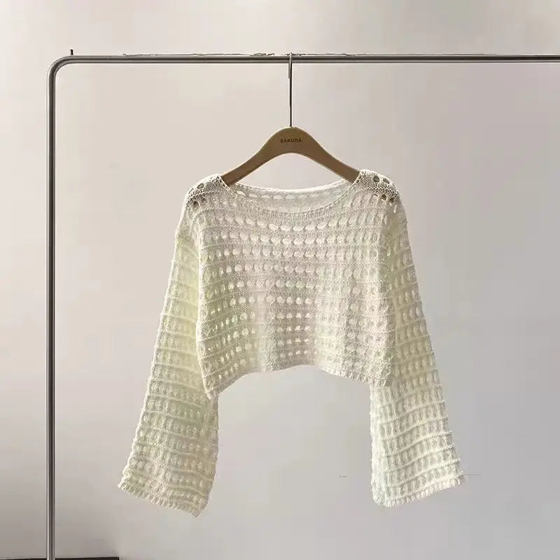 Michelle | Long Sleeve Crochet Knit Top