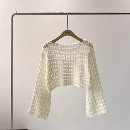 Michelle | Long Sleeve Crochet Knit Top