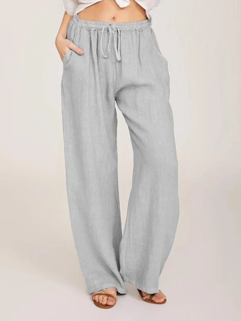 Summer and Autumn New Casual Women's Wear in Europe, America, and Europe Large Loose Cotton Hemp Casual Pants - TrendHavenCo