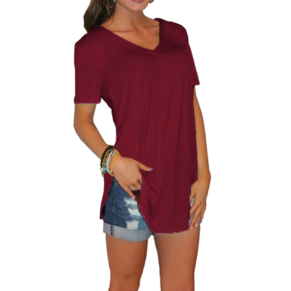 Xiomara | V-neck short sleeve loose T-shirt