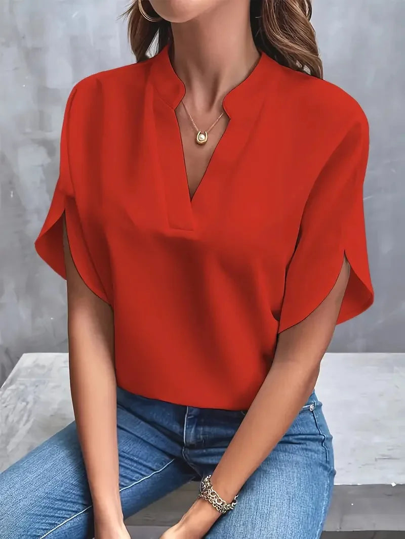 Maria | Casual Loose Solid Shirt Blouse - TrendHavenCo