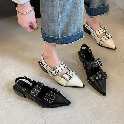 Bianca | Pointed Rivet Single Shoes