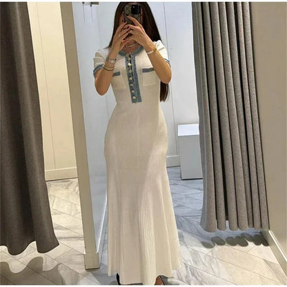 Selah | Knit Maxi Dress Chic O-neck Short Sleeve