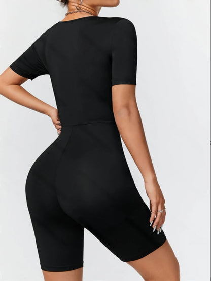 Alia | Slim Fit Square Neck Short Sleeved Jumpsuit