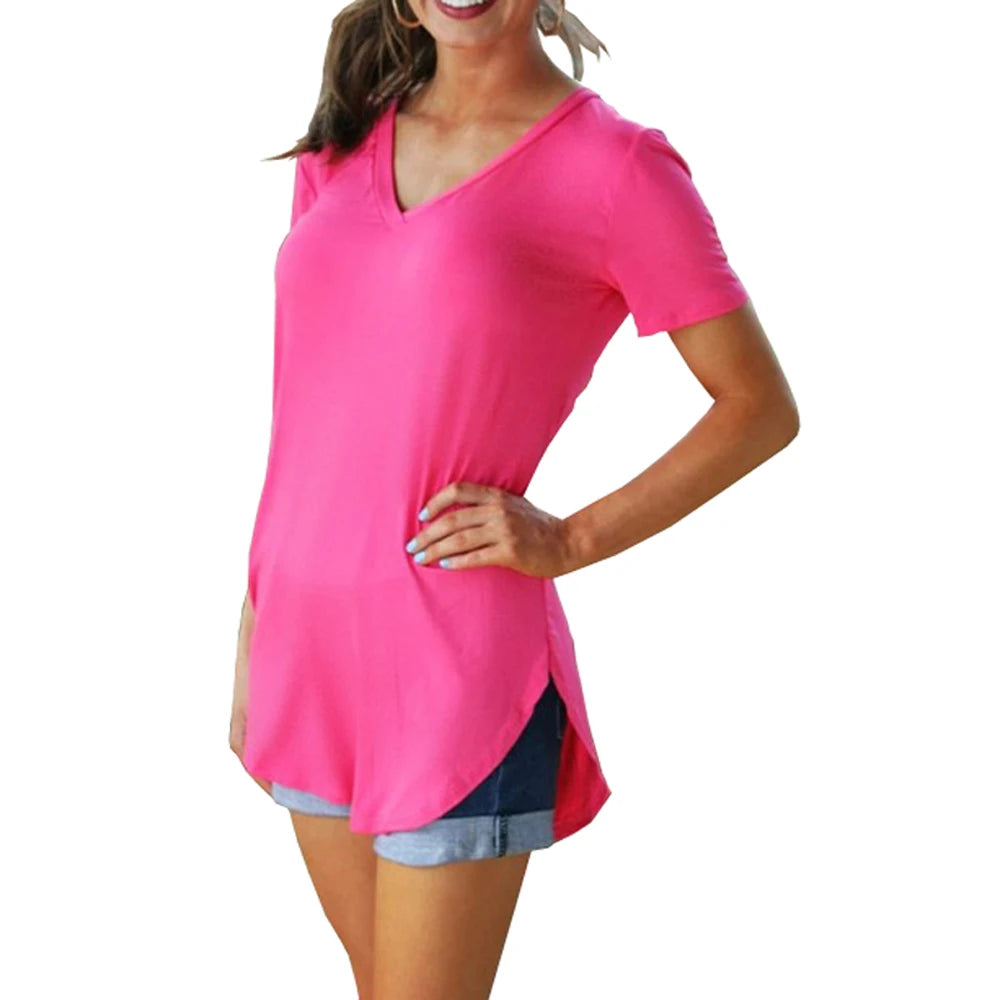Xiomara | V-neck short sleeve loose T-shirt