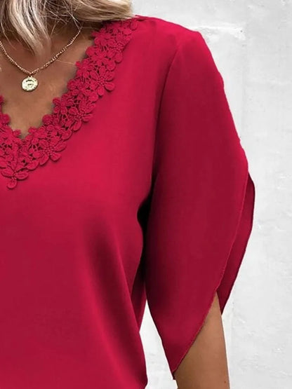 Mayette | Elegant Short Sleeve Blouse - TrendHavenCo