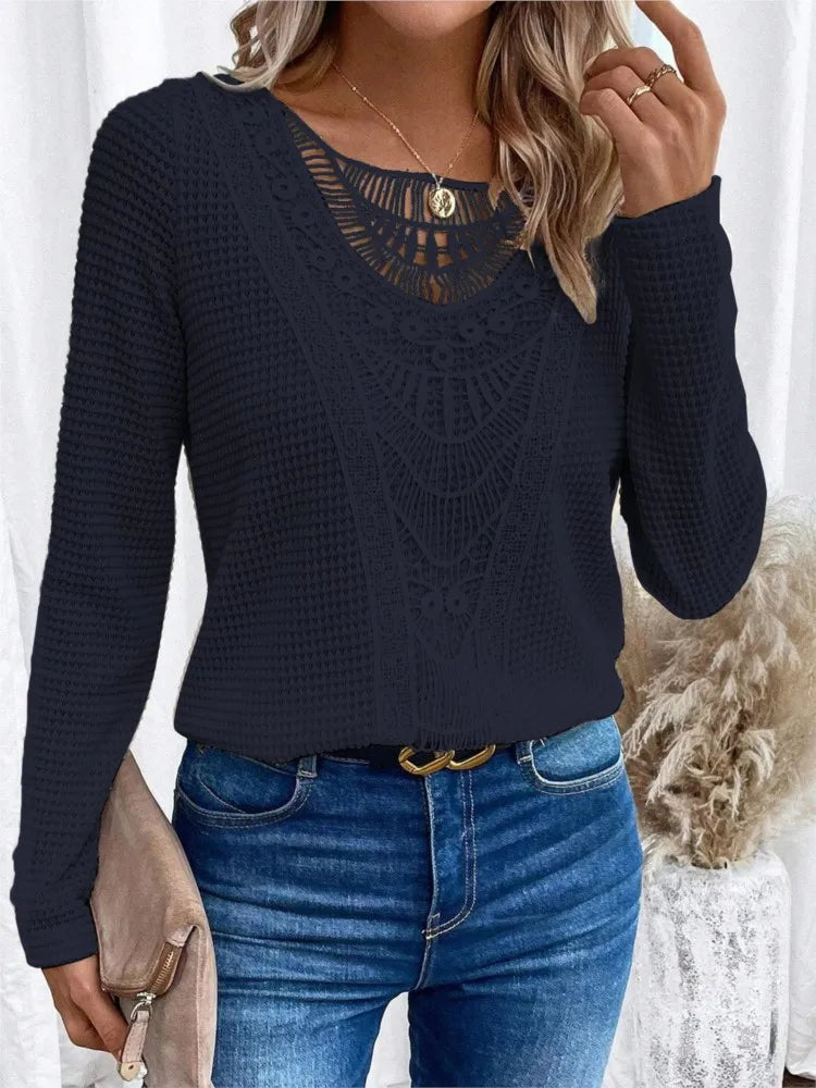 April | Lace Stitching Blouses - TrendHavenCo