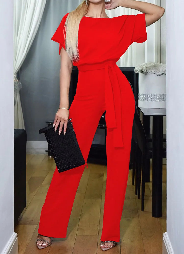Alejandra | Short Sleeve Lace Up Jumpsuit