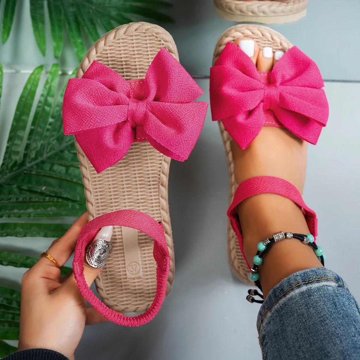 Demi | Lightweight Sandals Bow Tie Flat Shoes
