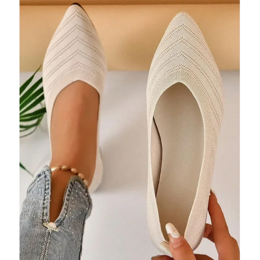 Mia | Pointed Toe Knitted Slip on Shoes - TrendHavenCo