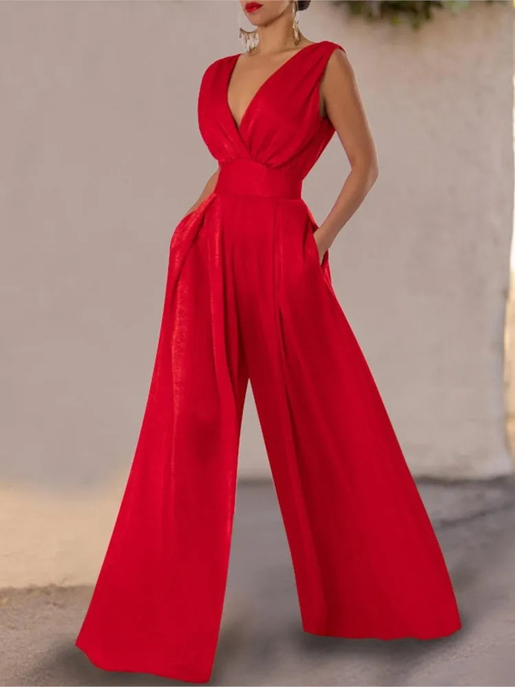Mylah | Sleeveless Sexy Deep V-neck Jumpsuits
