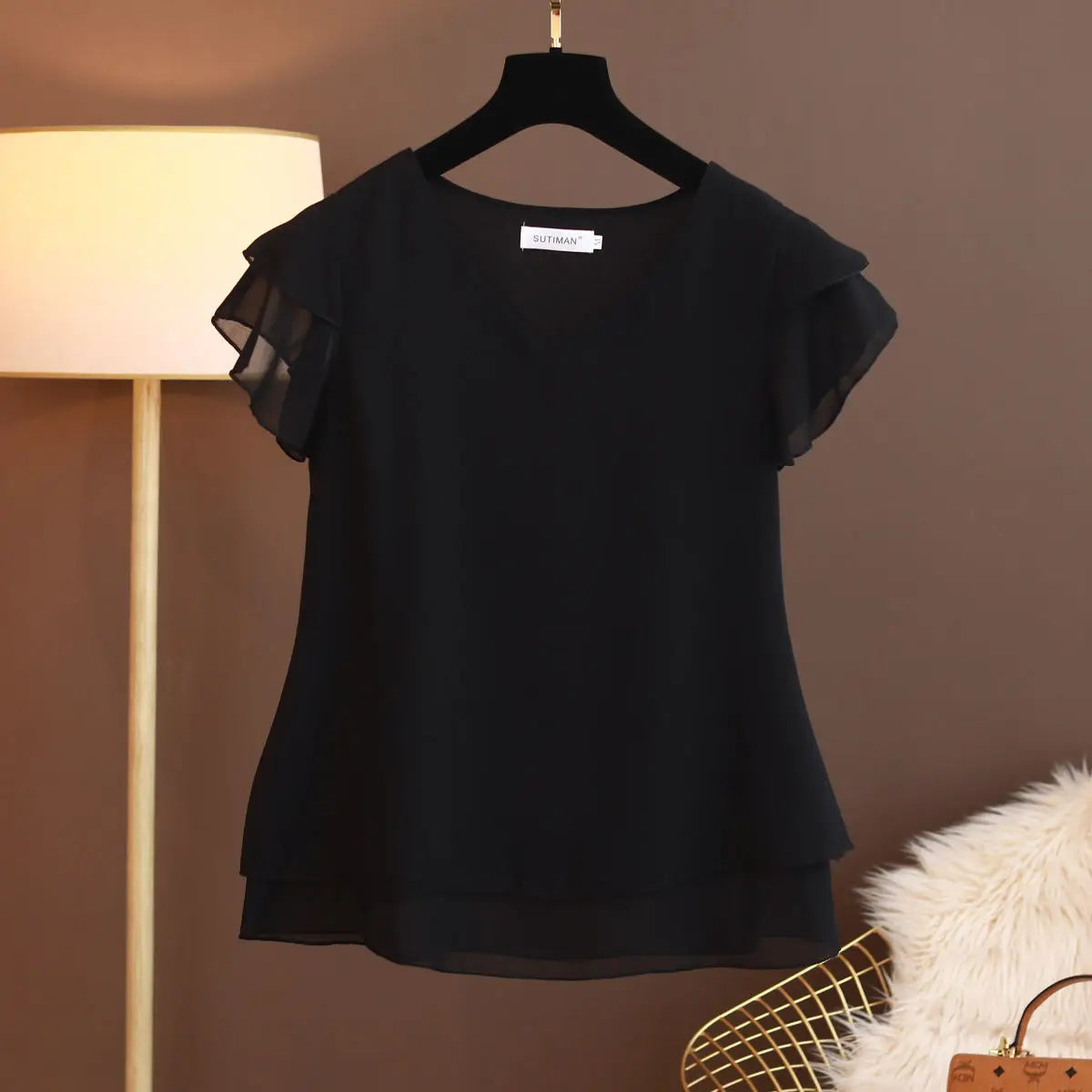 Anne | V-Neck Chiffon Shirt - TrendHavenCo