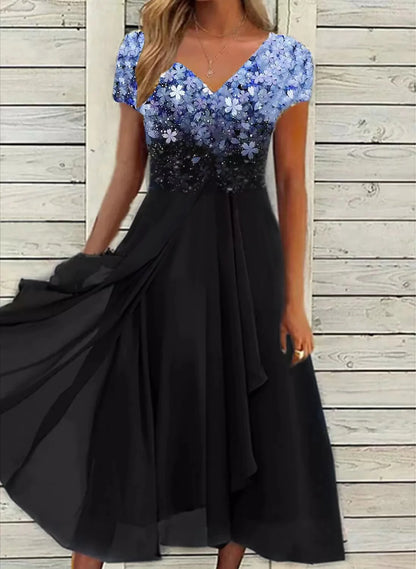 Olive | Chiffon Elegant Lace Patchwork Dress