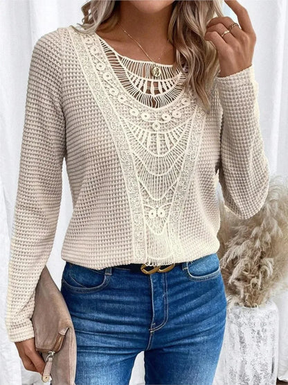 April | Lace Stitching Blouses - TrendHavenCo