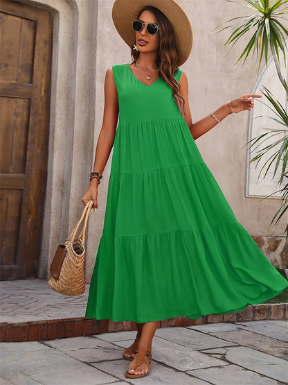 Milani | Beach Long V-neck Loose Dress