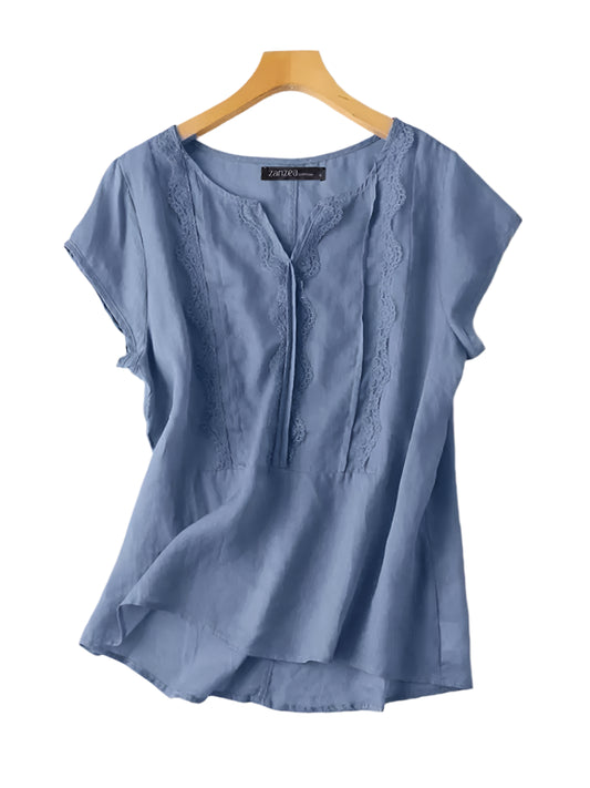 Venus | Casual Lace Stitching Tops Blouse - TrendHavenCo