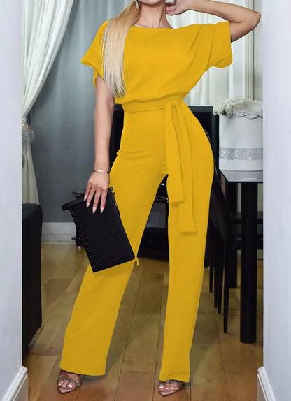 Alejandra | Short Sleeve Lace Up Jumpsuit