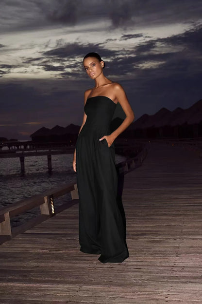 Remington | Strapless Loose Wide Legs Pants Romper