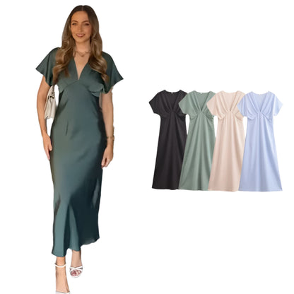 Meadow | Slim V-neck Street Long Dress