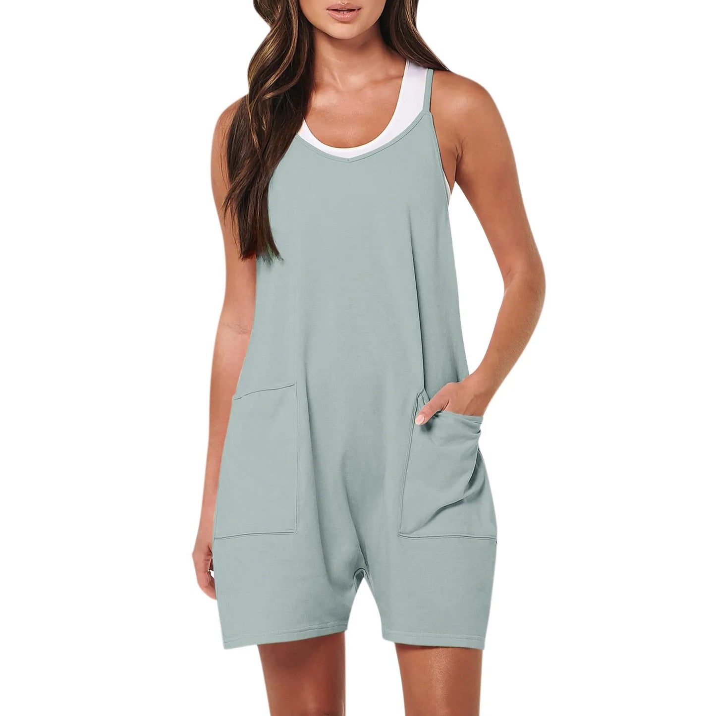 Eileen | Sleeveless Adjustable Shoulder Strap Loose Rompers