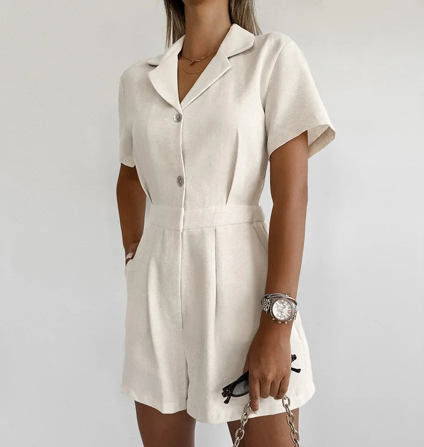 Zahra | V Neck Cotton Linen Bodysuits