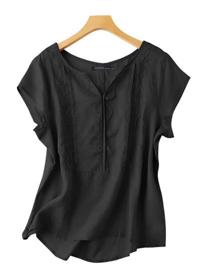 Venus | Casual Lace Stitching Tops Blouse - TrendHavenCo