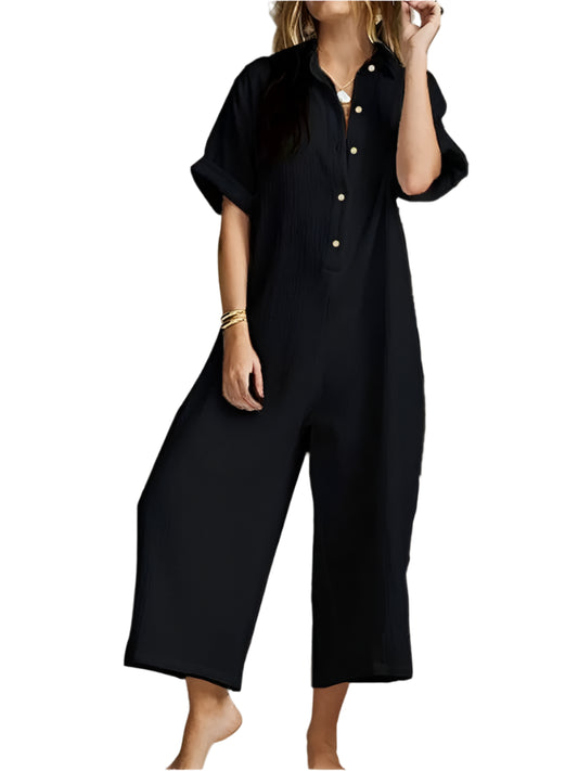 Amiyah | Cotton And Linen Loose Simple Jumpsuits