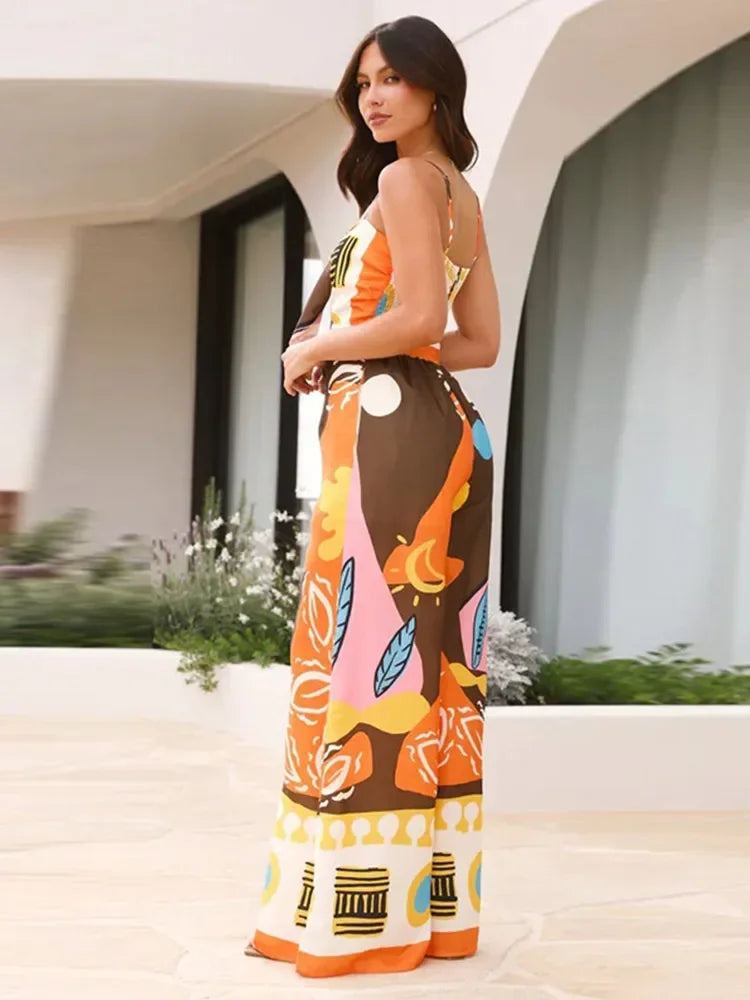 Allie | V-neck Beach Romper Straight Leg
