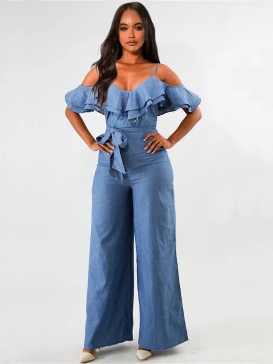 Winnie | Ruffled Straps Romper with Belt