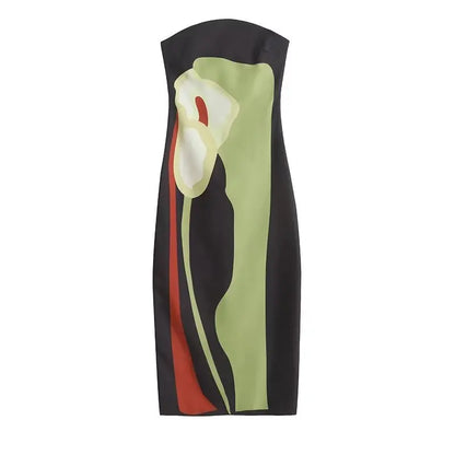 Rory | Sexy Strapless Backless Printed Long Dress