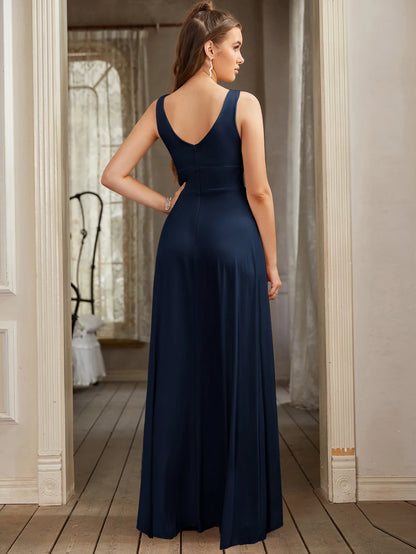 Ana | Evening Sexy Split V Neck Backless Sleeveless Dress