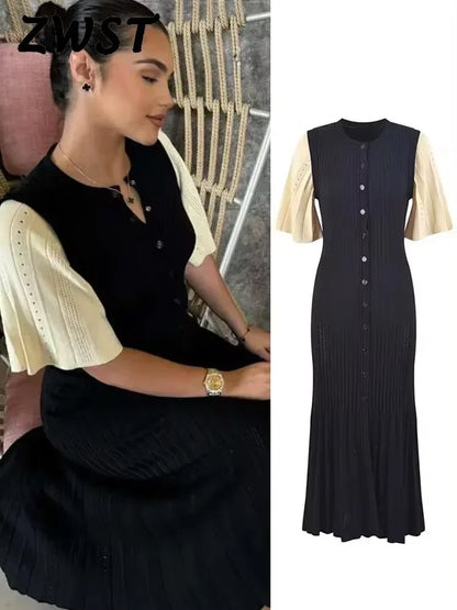 Ailani | Elegant Knit Slim O-neck Long Dress