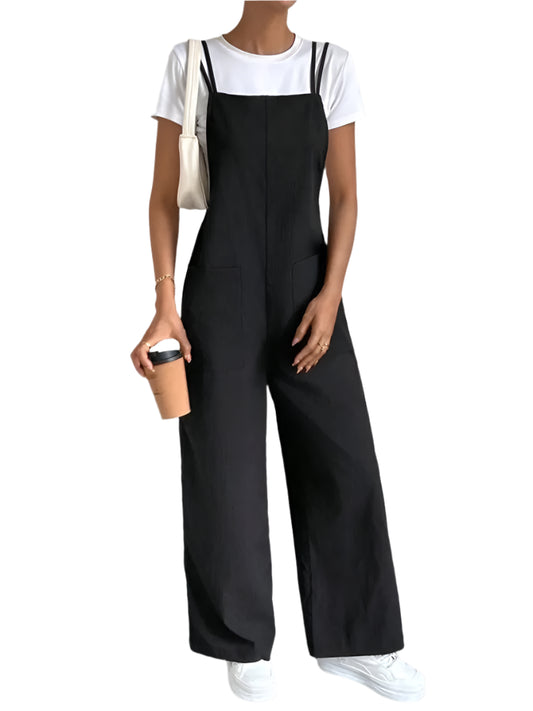 Oaklee | Long Wide Leg Overalls Jumpsuit