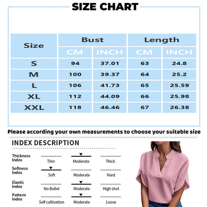 Willa | Short Sleeve Solid V Neck Loose Shirts
