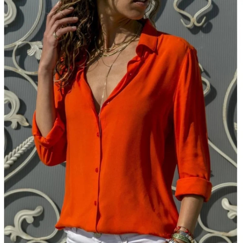 Charlotte | Chiffon Blouse Long Sleeve - TrendHavenCo