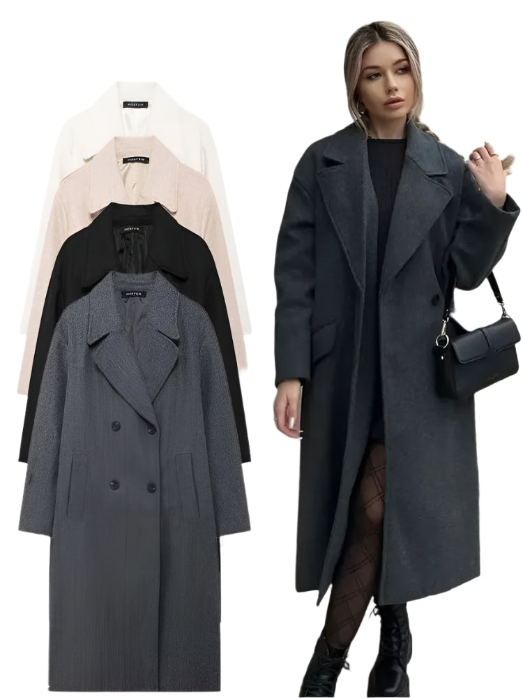 Ariella | Winter Coat Lapel Double Breasted Long Cardigan